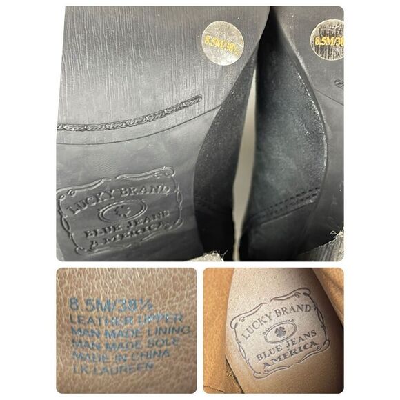 Lucky Brand Laureen Distressed Finish Nubuck Leather Ankle Boots 8.5 - Picture 7 of 12